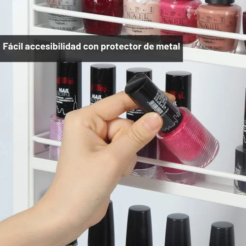 Vista 4 de J JACKCUBE DESIGN MK528C - Organizador de esmalte de uñas de madera blanca con estantes de 6 niveles, 100 botellas de montaje en pared, soporte
