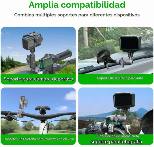 Vista 6 de FANAUE El brazo de doble enchufe se conecta a un adaptador de cabeza de bola de 0.669 in solamente, compatible con soporte GPS Garmin y soporte