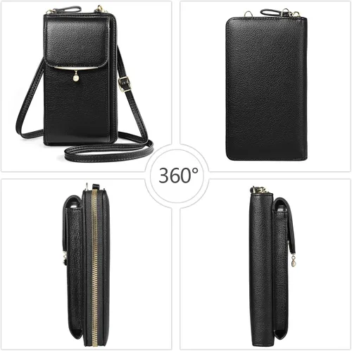 Vista 4 de YICHEEY Pequeña bolsa cruzada para teléfono celular para mujer, mini cartera de hombro con ranuras para tarjetas de crédito