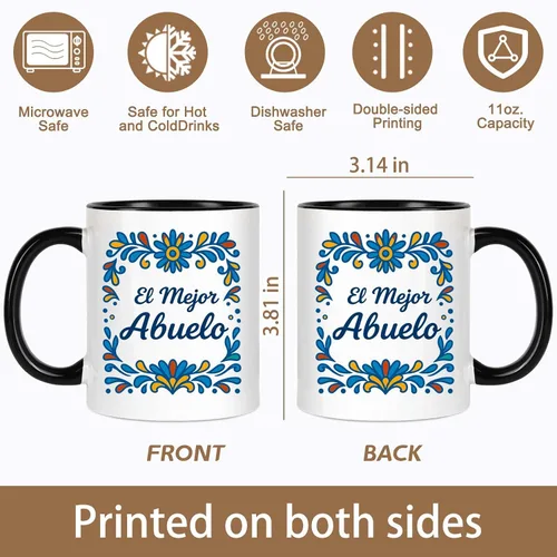 Vista 2 de Breezy Valley Regalos para abuelos españoles, tazas para la mejor abuela y abuelo, juego de tazas de café La Mejor Abuela y El Mejor Abuelo, Regalos