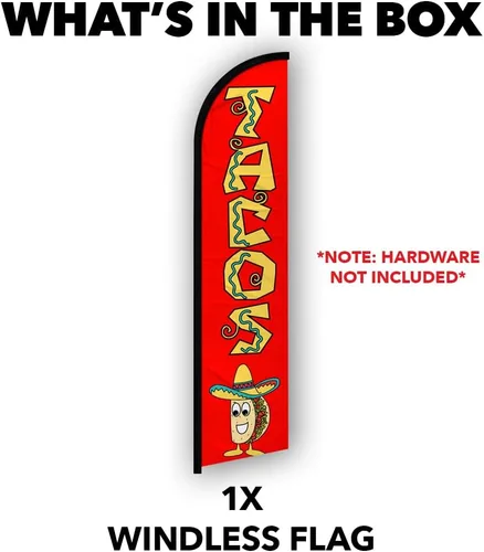 Vista 4 de Tacos Windless Full Sleeve Banner Swooper - Perfecto para negocios, tiendas, tiendas, etc