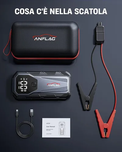 Vista 7 de Batería de arranque de coche 7000A de 12 V, caja de salto portátil de 21800 mAh para todos los motores de gasolina y diésel de 10L, cables de puente