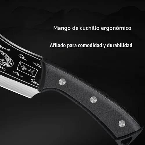 Vista 3 de Cuchillo de asesinato de dragón, Chopper tallado en forma de dragón, cuchillo de cocina Afilado, cuchillo de dragón negro, versión japonesa de acero