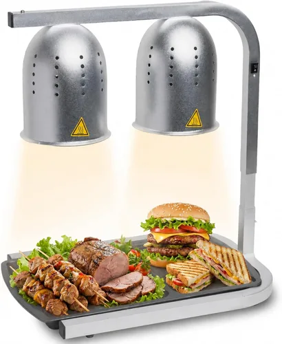 Vista 9 de SYBO DL2112 Lámpara de calor para alimentos de grado comercial, calentador de alimentos eléctrico portátil, 2 bombillas de 500W con soporte Negro