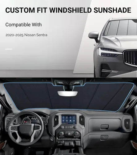 Vista 2 de Parasol para parabrisas para Nissan Sentra 2020-2025 - Parasol para ventana delantera, protección Gris