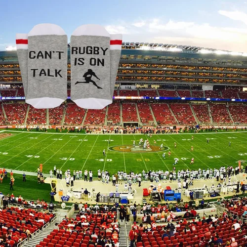 Vista 5 de GJTIM 2 pares de calcetines de rugby Can't Talk Rugby Is On Rugby Player Rugby Entrenador de Rugby Regalo divertido Calcetines de regalo