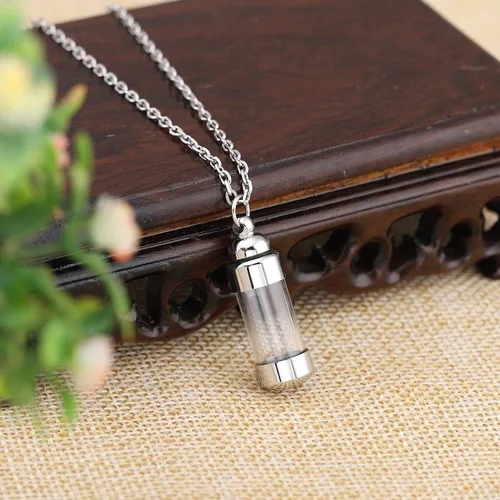 Vista 4 de Zysta Acrylic Cylinder Urn Necklaces for Ashes Clear Glass Tube Vial Creamation Necklace Ash Urns Locket Pendant Keepsake Memorial Jewelry