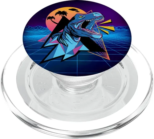 Vista 8 de Vaporwave Aesthetic Synthwave 80s 90s T Rex Dinosaur Gifts PopSockets Agarre y soporte para teléfonos y tabletas, Negro
