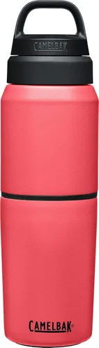 Vista 10 de CamelBak MultiBev - Botella de agua con aislamiento de acero inoxidable y taza de viaje Rosa Terracota/Rosa Camelia