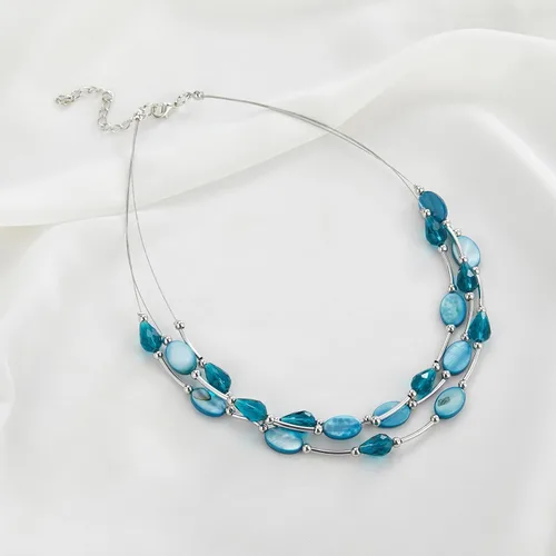 Vista 4 de Collar a capas con cristal para mujer, gargantilla con cadena de plata gruesa, regalo de cumpleaños para mujer