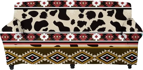 Vista 26 de Forchrinse Funda de sofá con estampado navajo africano para sofá de 1 cojín, funda elástica para sofá, protector de muebles para casa rural, hogar