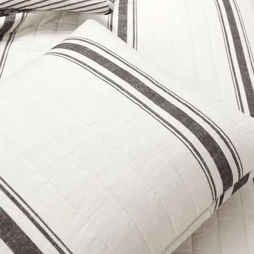 Vista 4 de Lush Decor Juego de edredón reversible a rayas de granja, juego de 2 piezas, individual XL, color negro, juego de ropa de cama de tamaño individual