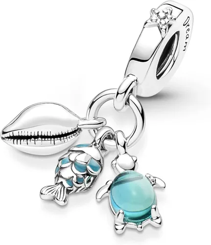 Vista 4 de Pandora Fish Sea Turtle Conch Triple Dangle Charm