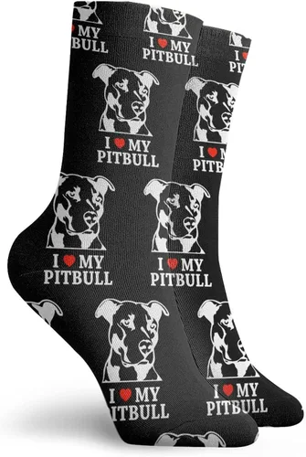 Vista 2 de Calcetines para correr con texto en inglés "I Love My Pitbull Performance Comfort Sox Light Bobbysocks Sox