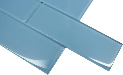 Vista 4 de Azulejo de metro de cristal azul pacífico de alta calidad de 3 x 9 para paredes de baño, salpicaduras de cocina Vogue Tile