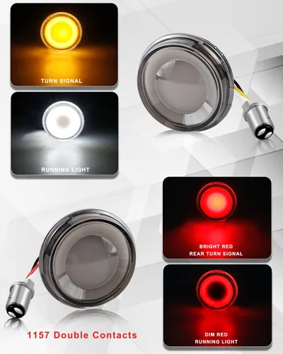 Vista 2 de 1157 Señales de giro LED delanteras y traseras de 2 pulgadas, luz de señal de giro de bala integrada lente ahumada compatible con Harley Softail