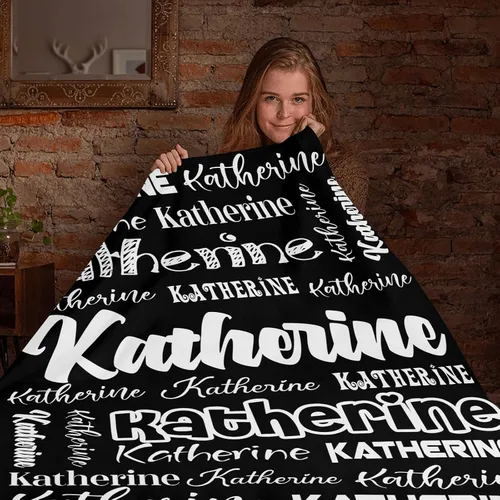 Vista 6 de Manta personalizada de bebé con nombre, manta personalizada con nombre para adultos, niños y familia (negro, 30 x 40 pulgadas)