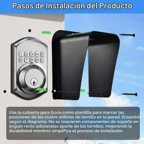 Vista 7 de Cubierta de lluvia para timbre de puerta de metal negro laminado en frío, protector de carcasa de acero para timbre de puerta de video, cubierta