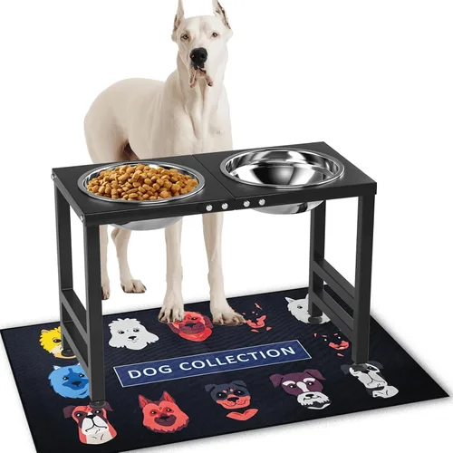 Vista 8 de ADENGL Cuenco elevado de metal para perros, soporte elevado para comedero de perros de 10" de alto con 2 cuencos de acero inoxidable de 42oz