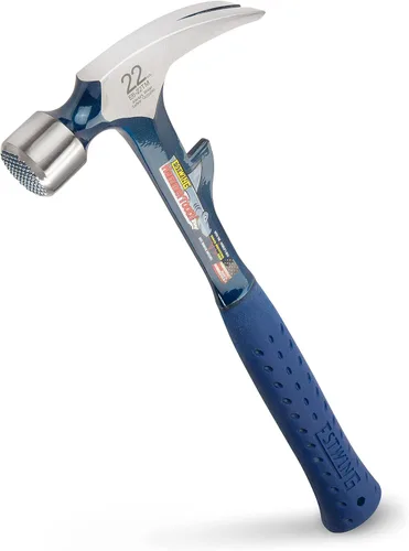 Vista 9 de Martillo Estwing Hammertooth - Garra de arranque recta de 22 oz con cara lisa y agarre de reducción de impactos - E6-22T, Azul