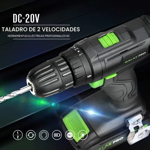 Vista 8 de Kit combinado de taladro y destornillador de impacto de 20 V máx. 2 velocidades, taladro inalámbrico GALAX PRO/destornillador de impacto con 1