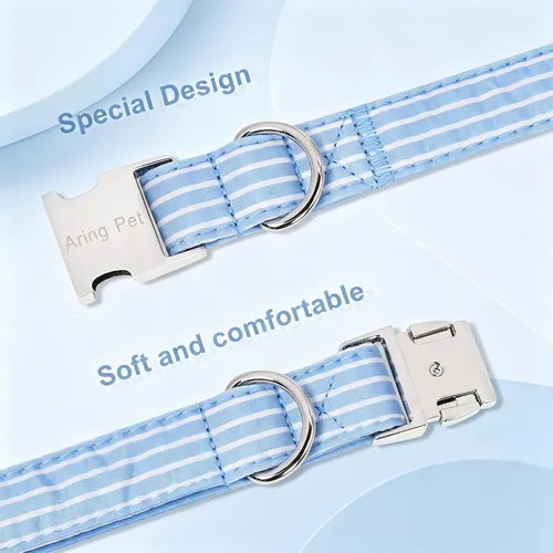 Vista 200 de Aring Pet Collar de algodón, ligero y ajustable, con hebilla de liberación rápida, para perros pequeños, medianos y grandes, para cachorros, S, Hoja