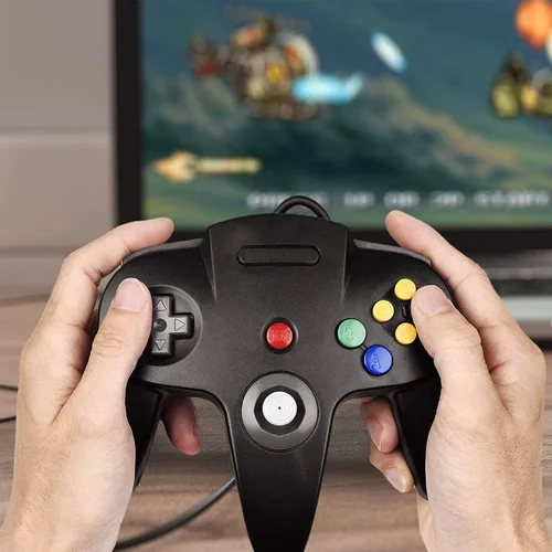 Vista 7 de Classic 64 Controlador con cable Joystick para consola N64 Game System N64 (2 paquetes, negro)