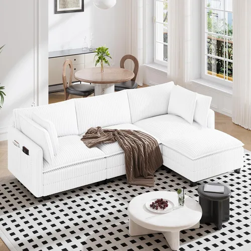 Vista 12 de Vesgantti 74" Cloud Couch for Living Room, 2 Seaters Deep Seat Sectional Modular Sofa, Double Cushion Corduroy Small Sofas Living Room Couches for