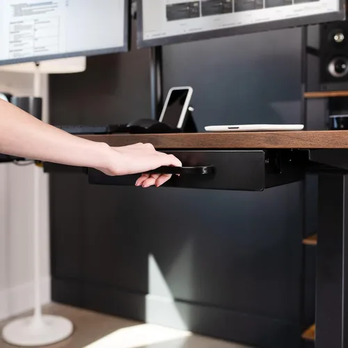 Vista 2 de VIVO DESK-DR1H-B - Cajón deslizante extraíble montado debajo del escritorio de 13 pulgadas para escritorio de oficina, asa de tirar, organizador