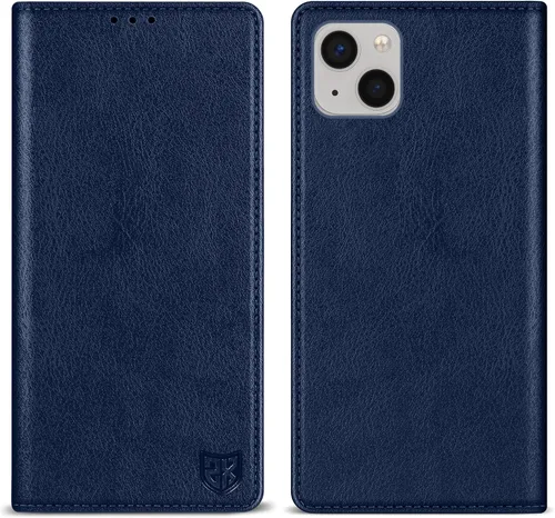 Vista 14 de ZZXX Funda tipo cartera para iPhone 13 con bloqueo RFID, soporte de ranura para tarjetas, funda protectora de cuero magnético fuerte plegable