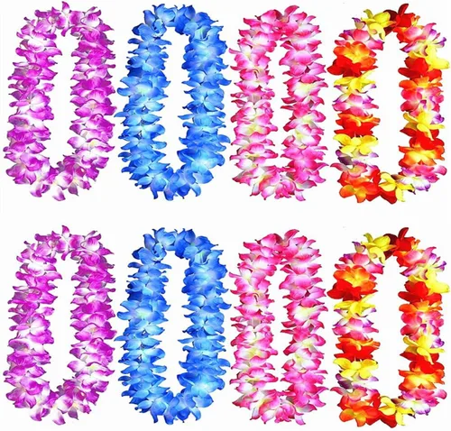 Vista 7 de Yansanido Paquete de 4 Leis hawaianos gruesos de 41 pulgadas, 4 colores para fiesta de graduación, fiesta de baile, accesorios de fotos