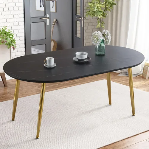 Vista 8 de Mesa de comedor redonda extensible de 70 pulgadas para 4 y 6 pulgadas, moderna mesa de comedor ovalada, mesa de comedor grande expandible
