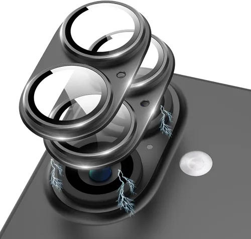Vista 10 de Compatible con iPhone 15/iPhone 15 Plus/iPhone 14/iPhone 14 Plus Protector de lente de cámara Metal Plus Anillo de aleación de aluminio 9H Pantalla