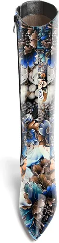 Vista 17 de AMBELIGHT Botas altas hasta la rodilla con cremallera y puntera puntiaguda para mujer, de patente sólida, tacón alto, 3.3 pulgadas