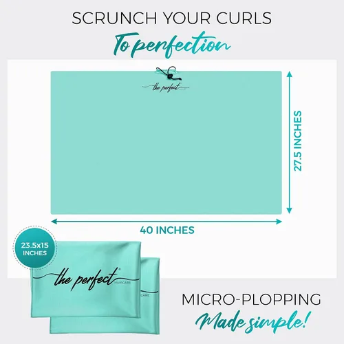 Vista 3 de THE PERFECT HAIRCARE Curly Hair Girls Juego de Toallas de Microfibra para Plopping - Envoltorio Anti-encrespamiento Sedoso y Suave para Secar