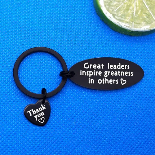 Vista 6 de Baixian Llavero Boss Leader para mujeres y hombres, grandes líderes inspiran grandeza en otros, llavero de agradecimiento para jefe, líder, regalo