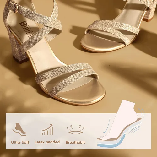 Vista 5 de IDIFU Sandalias de vestir IN3 Gita con tacón de bloque abierto y tiras para mujer, para bodas, noches y bailes de graduación