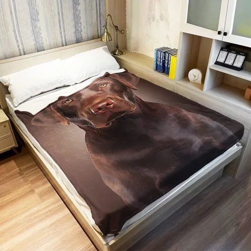 Vista 3 de HommomH Manta de laboratorio de chocolate, estampado de perro labrador marrón, manta de forro polar suave y esponjoso, 40 x 50 pulgadas