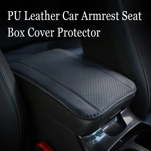 Vista 7 de ASUBHA Cojín para consola central de automóvil, 12.4 x 7.48 pulgadas, de piel, impermeable, protector de caja de asiento para reposabrazos de Negro