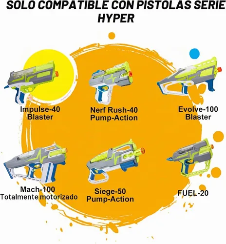 Vista 3 de Pokiiulk 400 bolas de recarga de munición para pistola Nerf Hyper, bolas de 0.55 pulgadas para pistola Hyper con cubo de almacenamiento portátil