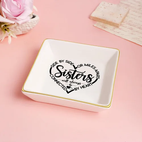 Vista 4 de JoycuFF Bandeja de cerámica para regalar a hermana de parte de la hermana, regalos para su hermana, cumpleaños, día de la madre, día de Acción