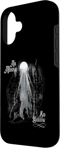 Vista 2 de Funda para iPhone 16 para hombre como arriba tan abajo Wiccan Pagan Tree of Life Crow Cat Case