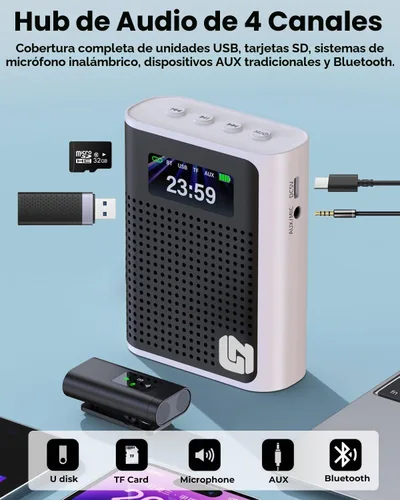 Vista 5 de 2025 Nuevo Amplificador de Voz Mejorado Inalámbrico con Micrófono Lavalier Magnético, Pantalla LED, Micrófono Portátil Recargable para Profesores