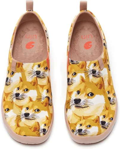 Vista 34 de UIN Zapatos de viaje para caminar para hombre, sin cordones, de lona, informales, ligeros, cómodos y modernos, diseño de perritos felices Ahhhhh