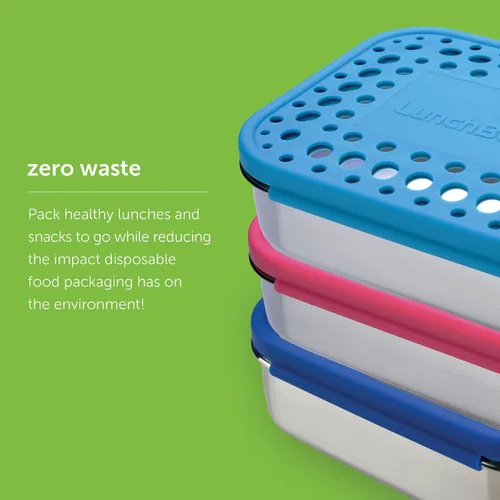 Vista 6 de LunchBots Medium Uno - Recipiente para sándwiches de acero inoxidable, diseño abierto para envolturas, ensaladas o una comida pequeña, ecológico