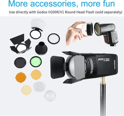 Vista 2 de Kit de Accesorios Godox AK-R1 para Cabezal de Flash Anular Godox H200R Godox AD100PRO / AD200 / AD200Pro / Godox V1 / Godox V1 Pro Cabezal de Flash