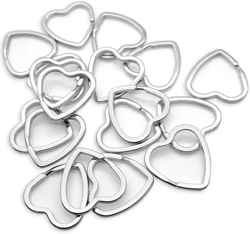 Vista 8 de Oubaka 30 llaveros divididos en forma de corazón, llaveros de metal para manualidades para la organización del hogar, oficina, proyectos de artes