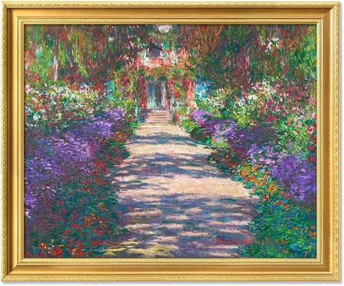 Vista 11 de IPIC - Reproducción artística de los lirios de agua de Claude Monet 1906, impresiones giclée coinciden con el marco dorado clásico, arte de pared