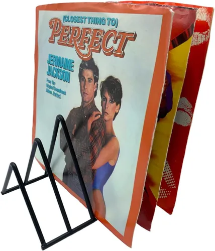 Vista 5 de Carpeta de archivos, soporte para revistas, soporte de almacenamiento de discos de vinilo, soporte de metal para periódicos y organizador de álbumes