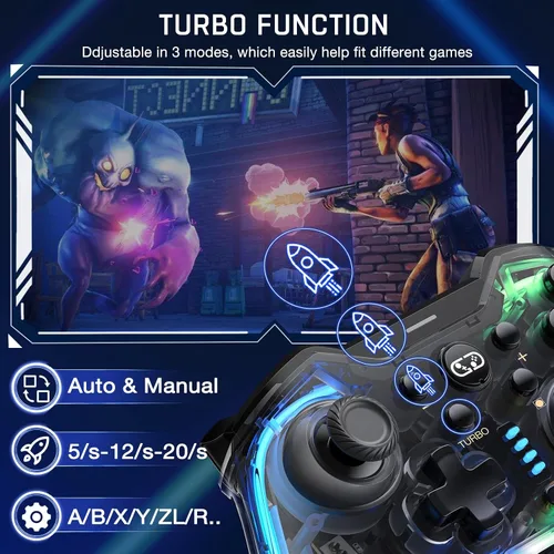 Vista 6 de Controlador de interruptor compatible con Nintendo Switch ControllerOLEDLite, controlador Switch Pro para PCAndroidiOS, controladores de interruptor